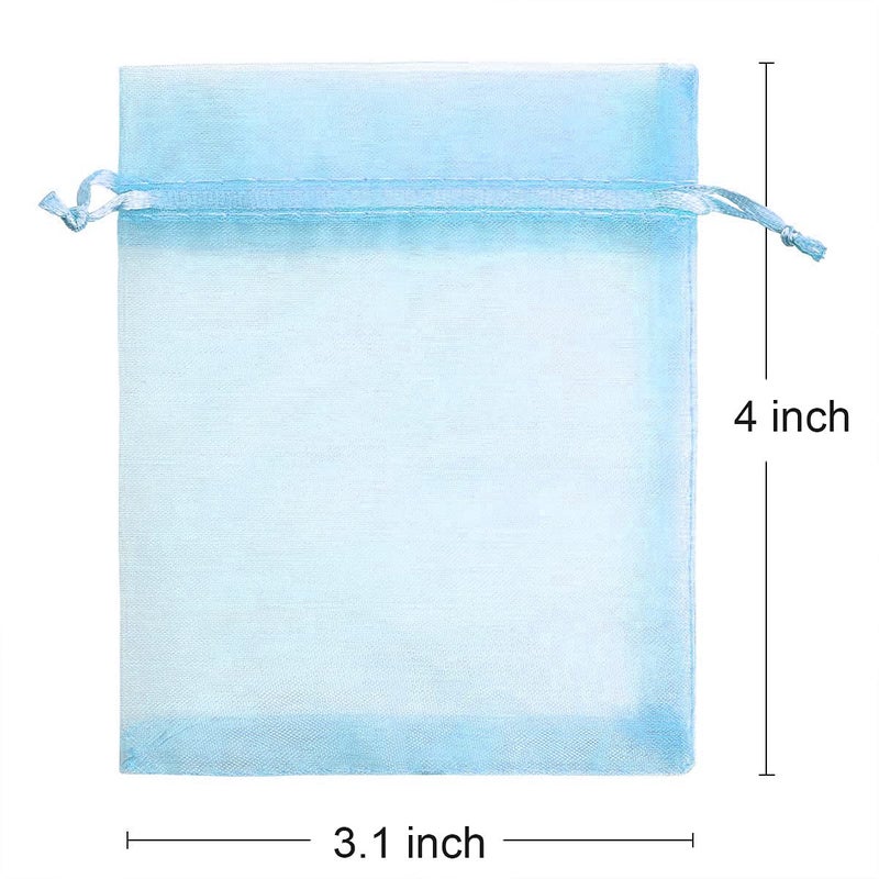Akstore 50Pcs 3.15""x4""(8x10cm) Sheer Drawstring Organza Jewelry Pouches Wedding Party Christmas Favor Gift Bags (Pale Blue  3x4) - Image 2